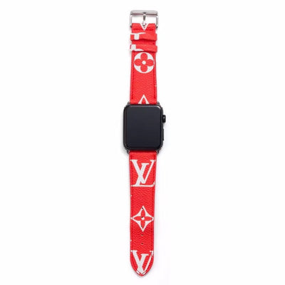 Chic Louis Vuitton monogram patterned Apple Watch strap