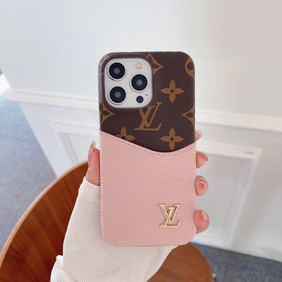 Luxury LV-Inspired Monogram Phone Cases with Elegant Textured Finish