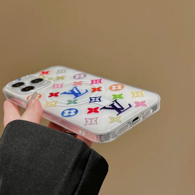 Colorful Transparent LV-Inspired Phone Case for iPhone