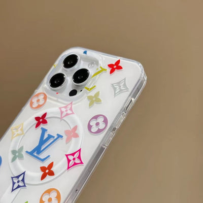 Colorful Transparent LV-Inspired Phone Case for iPhone