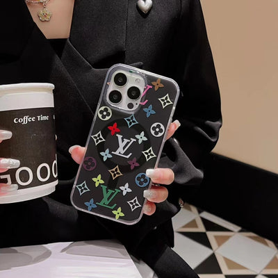 Colorful Transparent LV-Inspired Phone Case for iPhone