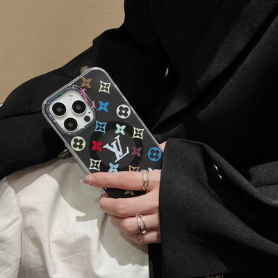 Colorful Transparent LV-Inspired Phone Case for iPhone
