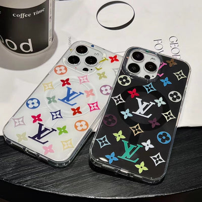 Colorful Transparent LV-Inspired Phone Case for iPhone