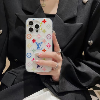 Colorful Transparent LV-Inspired Phone Case for iPhone