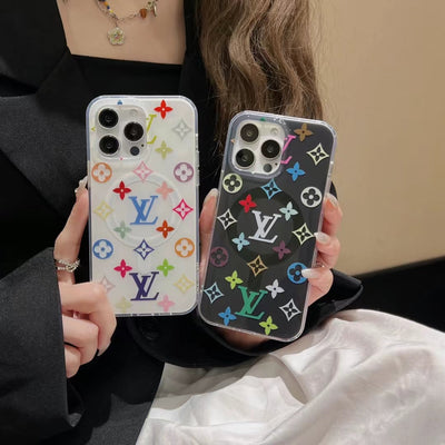Colorful Transparent LV-Inspired Phone Case for iPhone