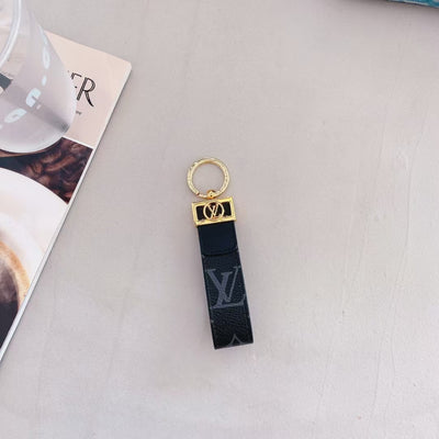 Luxury LV Monogram Keychain with Elegant Gold Accent