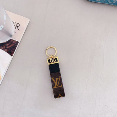 Luxury LV Monogram Keychain with Elegant Gold Accent