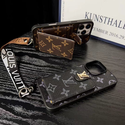 LV Monogrammed iPhone Case with Card Holder and Matching Lanyard Strap