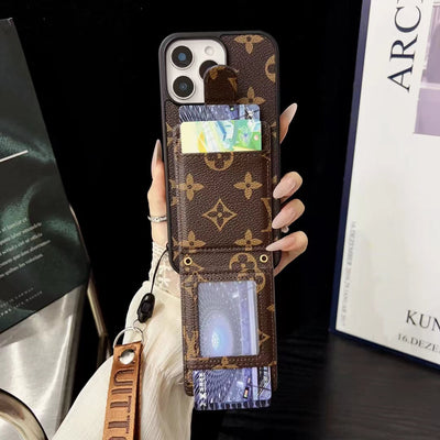 LV Monogrammed iPhone Case with Card Holder and Matching Lanyard Strap