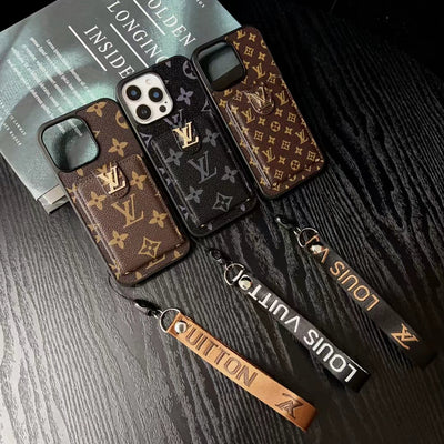 LV Monogrammed iPhone Case with Card Holder and Matching Lanyard Strap