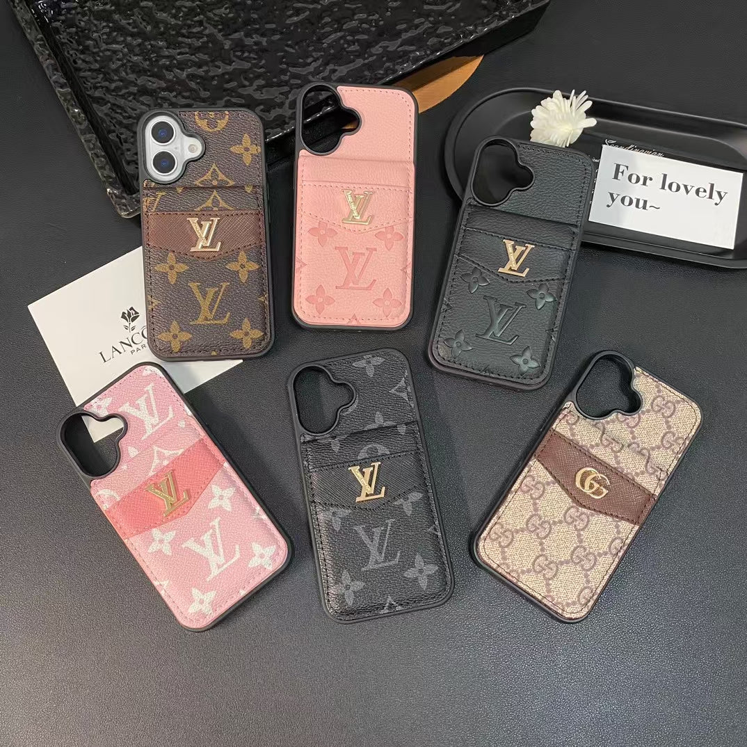 LV & GG Luxury Monogram iPhone Case with Card Holder