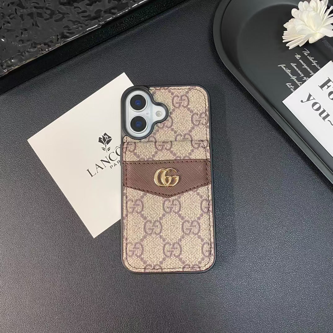 LV & GG Luxury Monogram iPhone Case with Card Holder