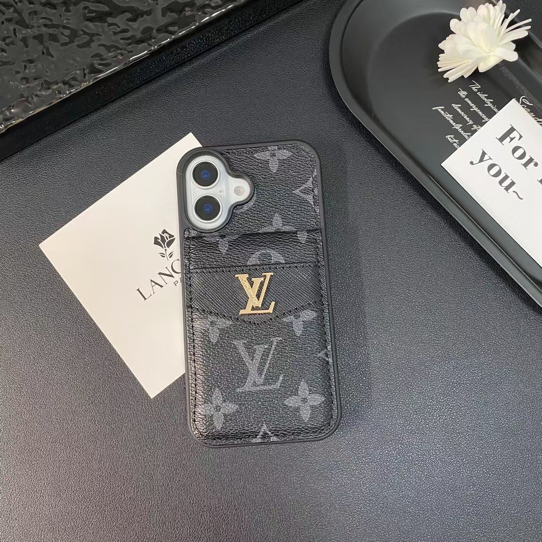 LV & GG Luxury Monogram iPhone Case with Card Holder