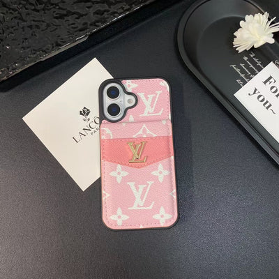 LV & GG Luxury Monogram iPhone Case with Card Holder