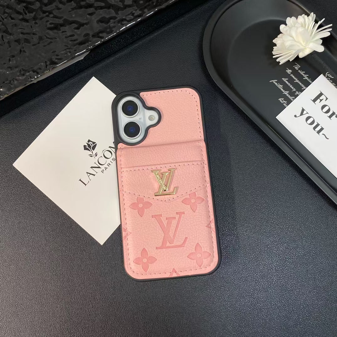 LV & GG Luxury Monogram iPhone Case with Card Holder