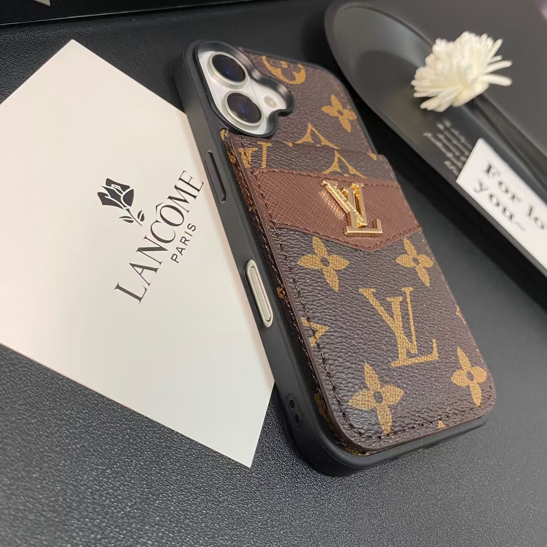 LV & GG Luxury Monogram iPhone Case with Card Holder