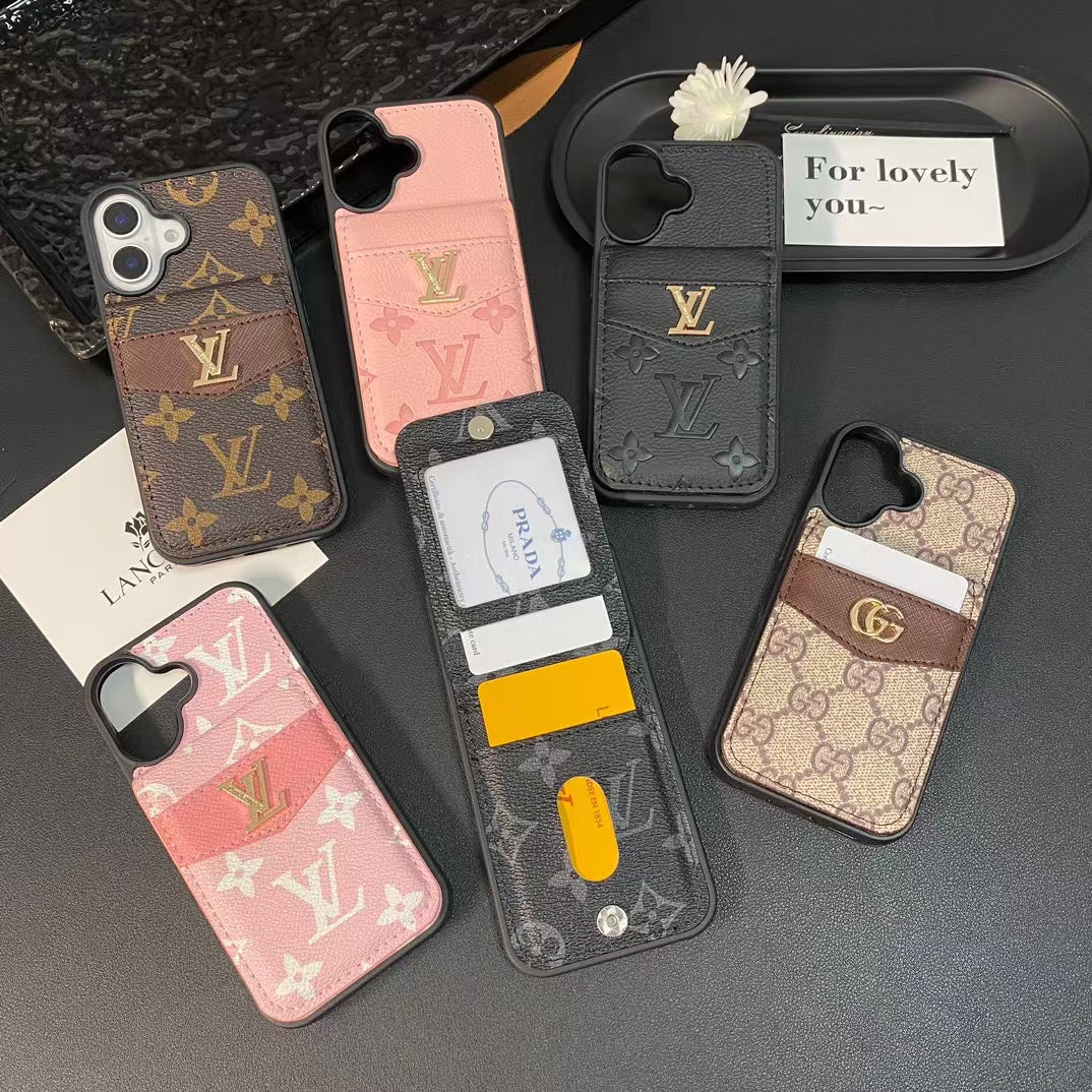 LV & GG Luxury Monogram iPhone Case with Card Holder