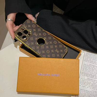 LV Monogram Checkered iPhone Case Collection with Gold Accents