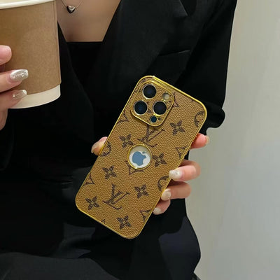 LV Monogram Checkered iPhone Case Collection with Gold Accents