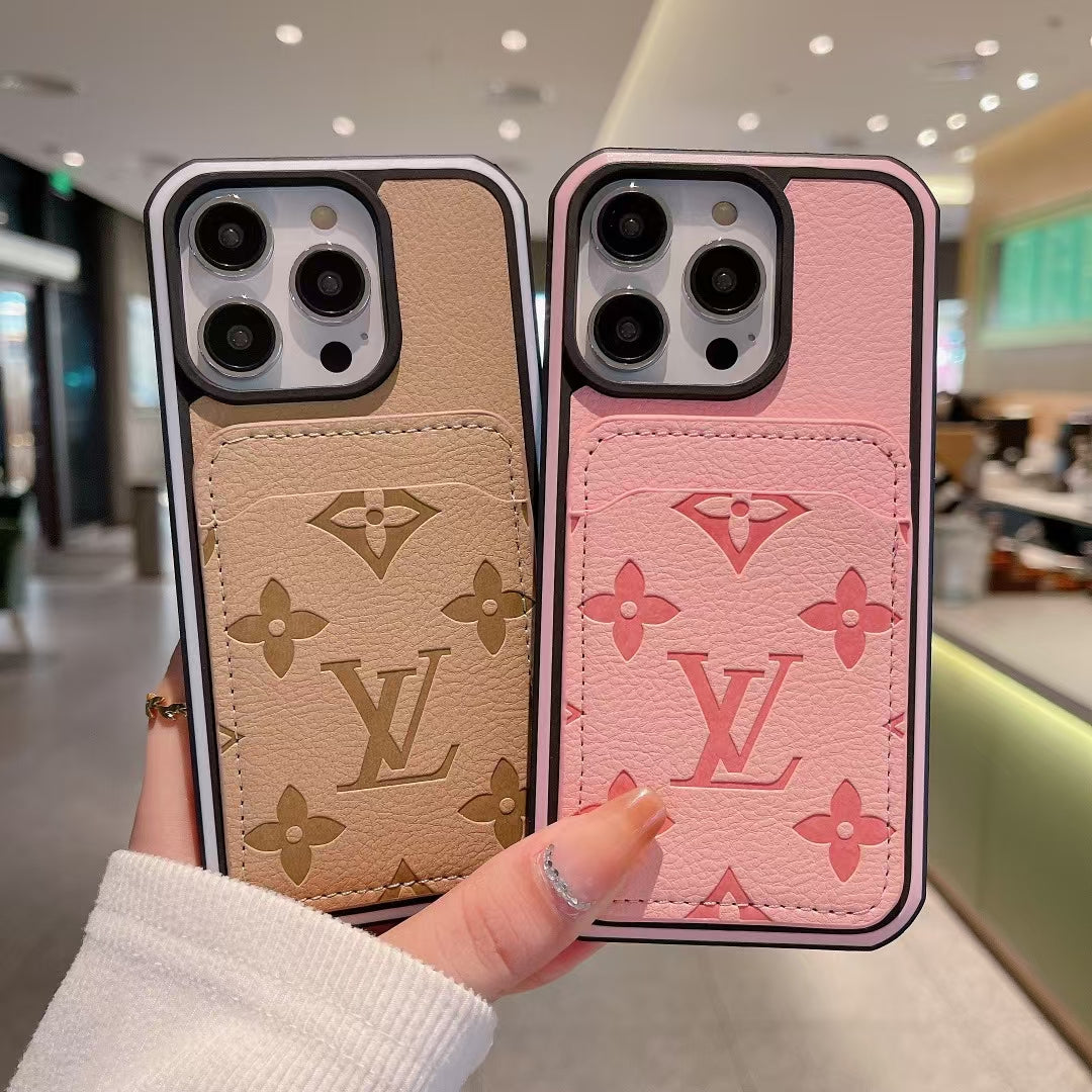 Luxury LV Monogram Wallet Phone Case for iPhone