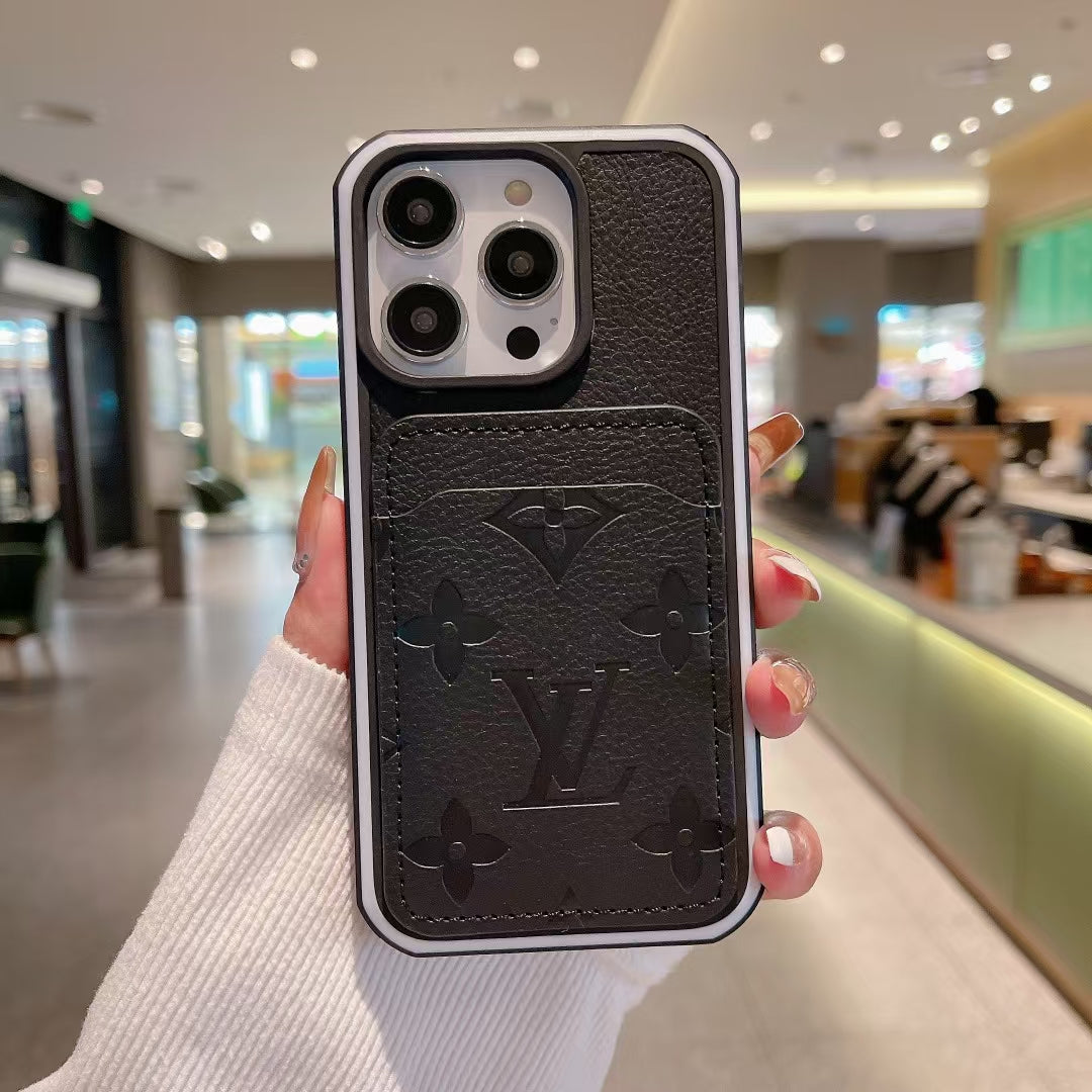 Luxury LV Monogram Wallet Phone Case for iPhone