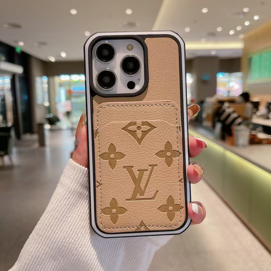 Luxury LV Monogram Wallet Phone Case for iPhone