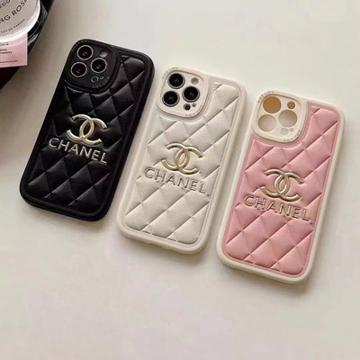 Luxury CC-Inspired Quilted Phone Case with Embossed Logo