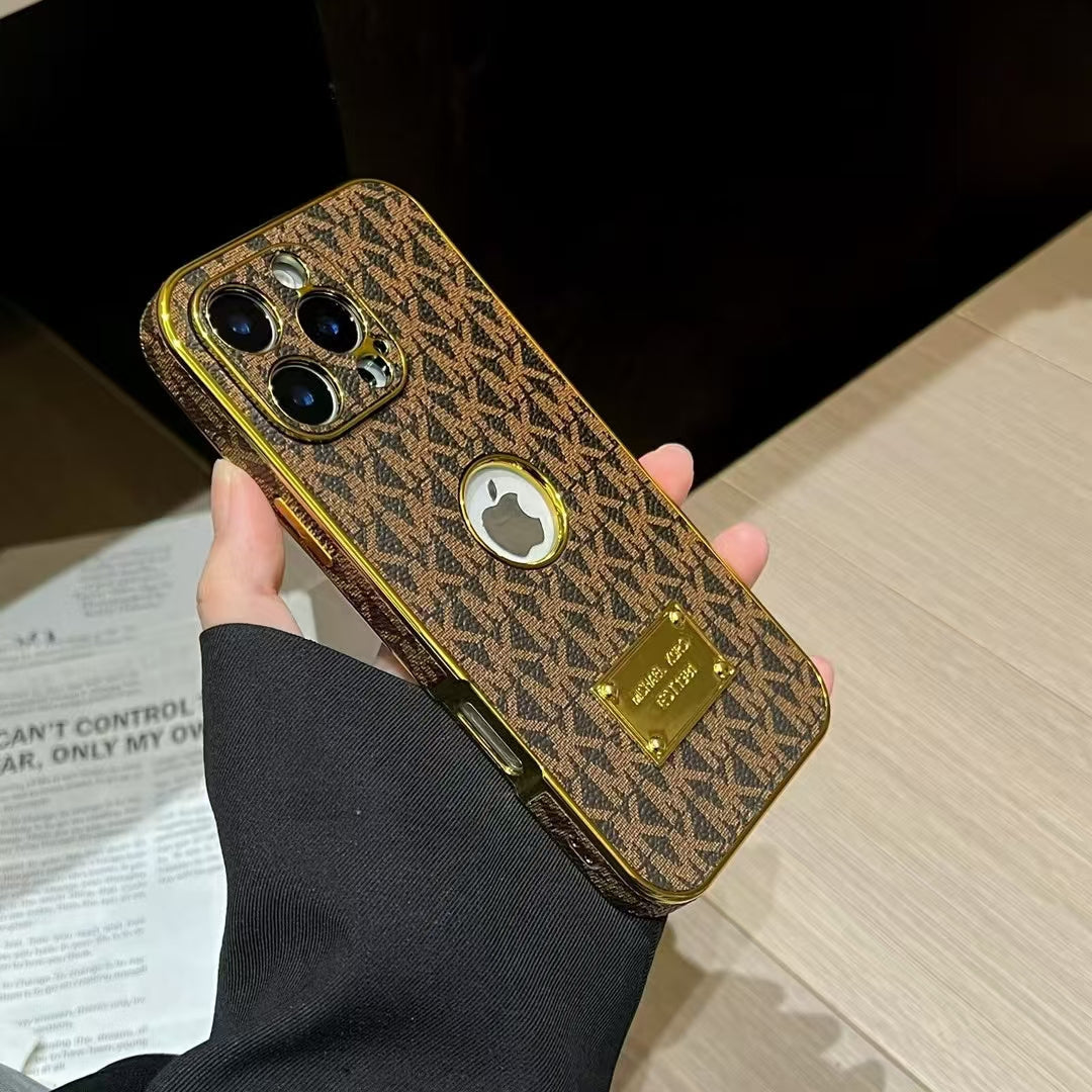 Luxury MK-Inspired Gold Frame iPhone Case