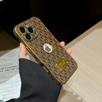 Luxury MK-Inspired Gold Frame iPhone Case