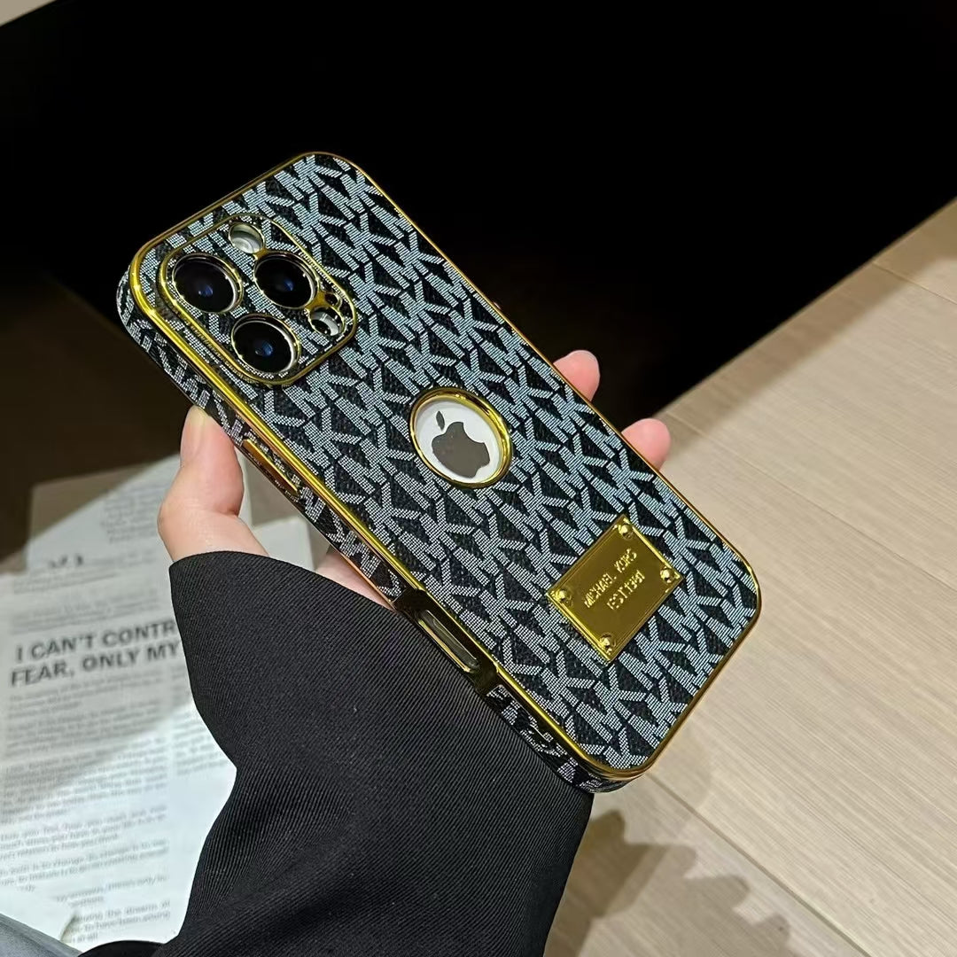 Luxury MK-Inspired Gold Frame iPhone Case