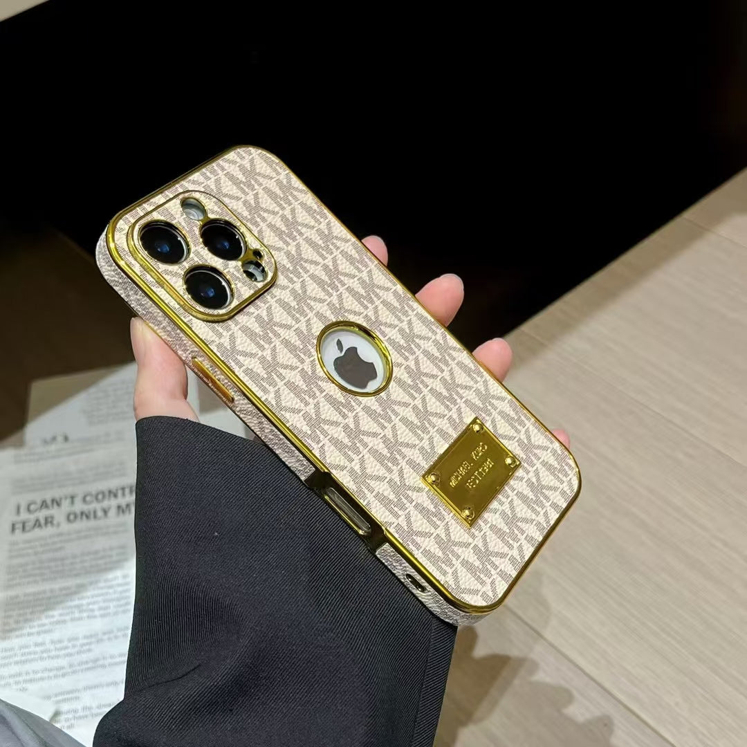 Luxury MK-Inspired Gold Frame iPhone Case