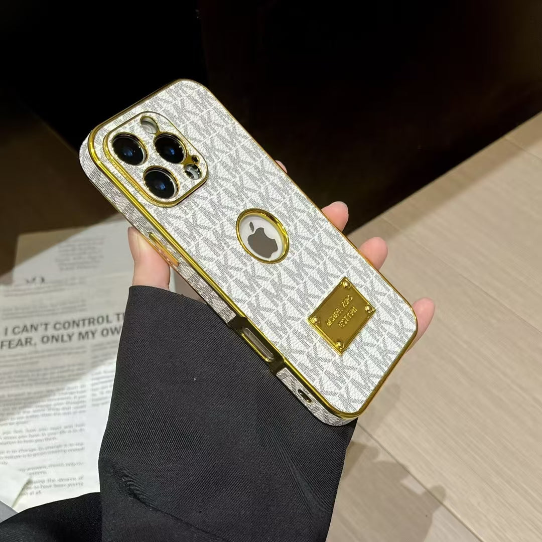 Luxury MK-Inspired Gold Frame iPhone Case