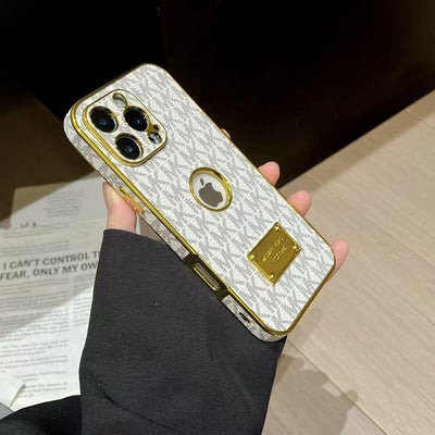 Luxury MK-Inspired Gold Frame iPhone Case