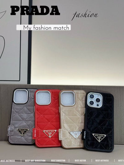 Luxury Quilted Triangle Logo iPhone Case