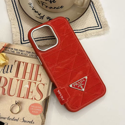 Luxury Quilted Triangle Logo iPhone Case
