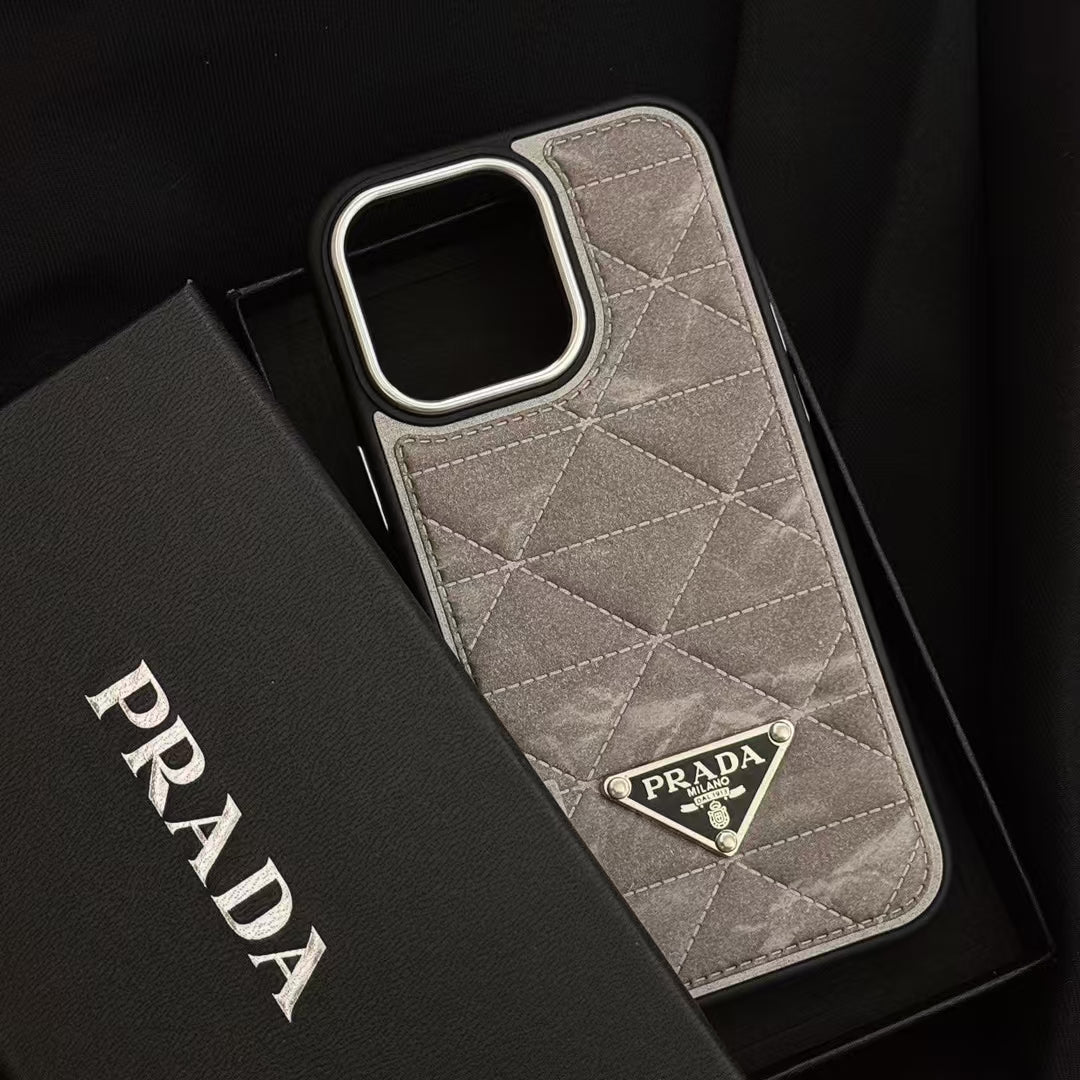 Luxury Quilted Triangle Logo iPhone Case
