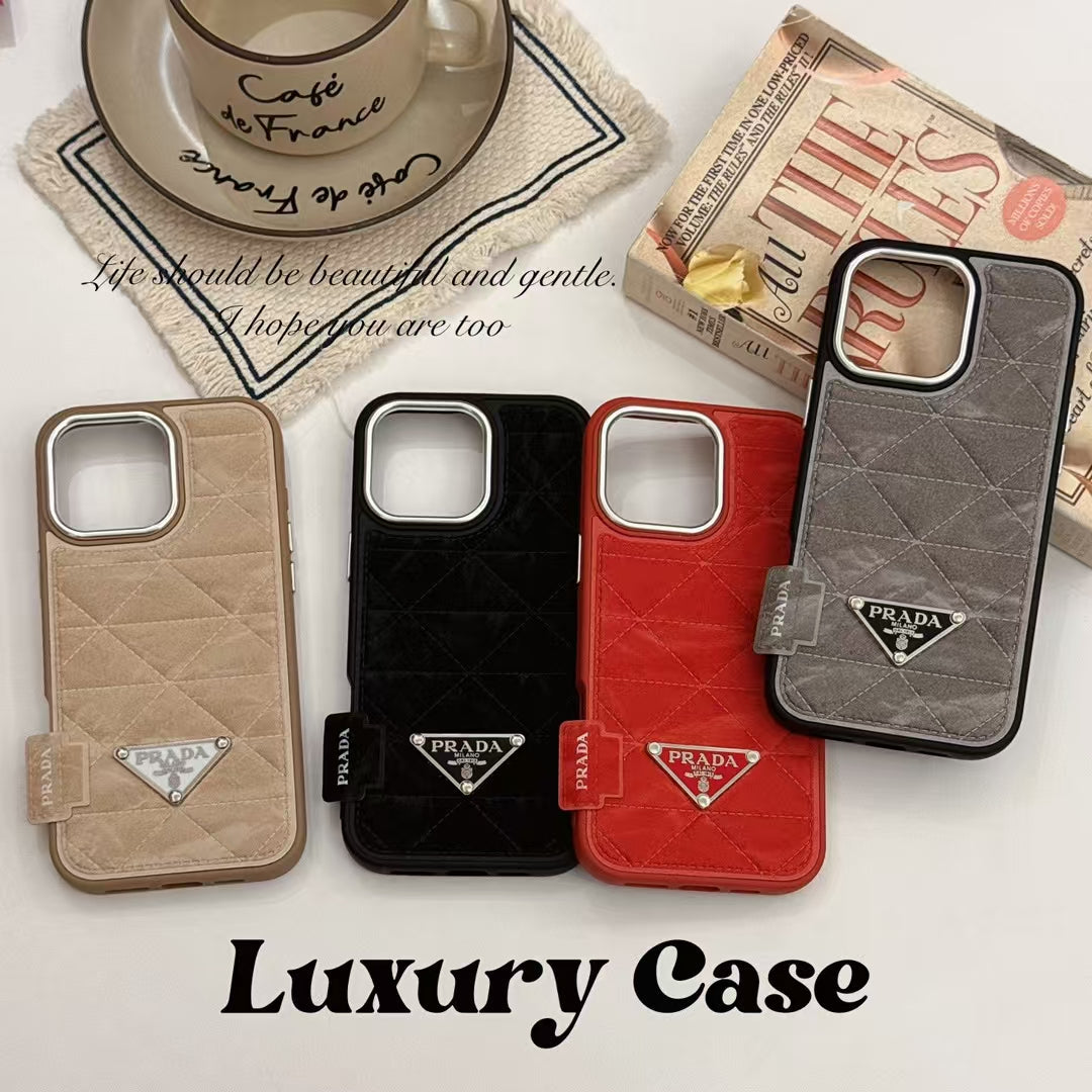 Luxury Quilted Triangle Logo iPhone Case