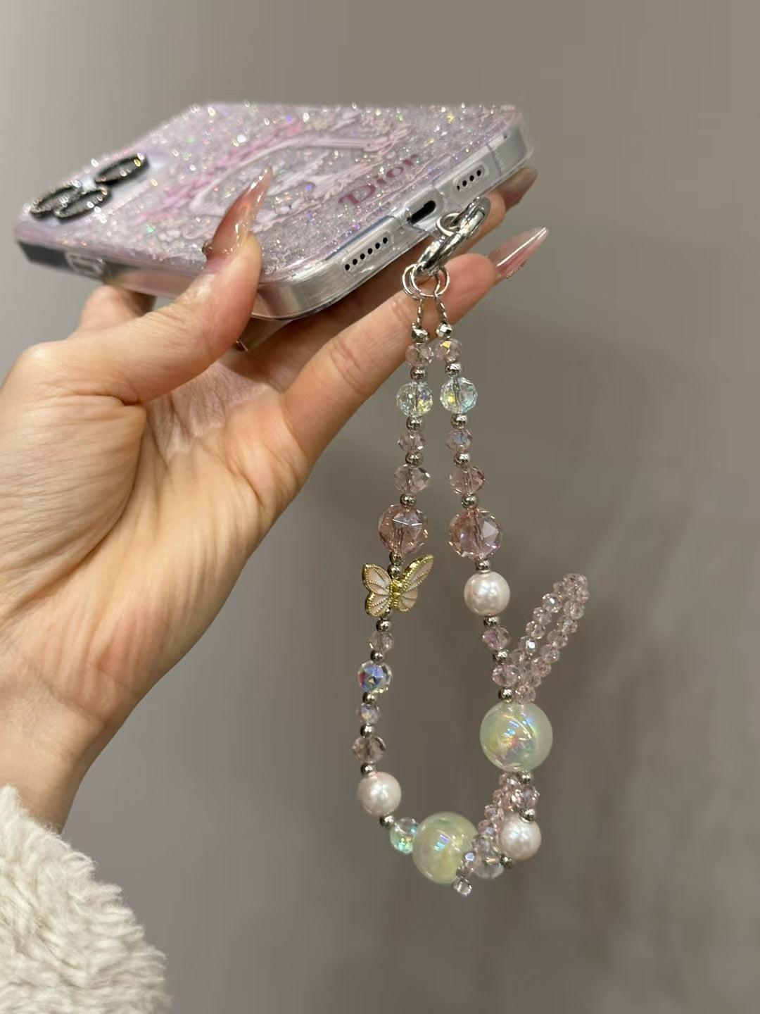 Luxury CD Glitter Garden iPhone Case with Strap