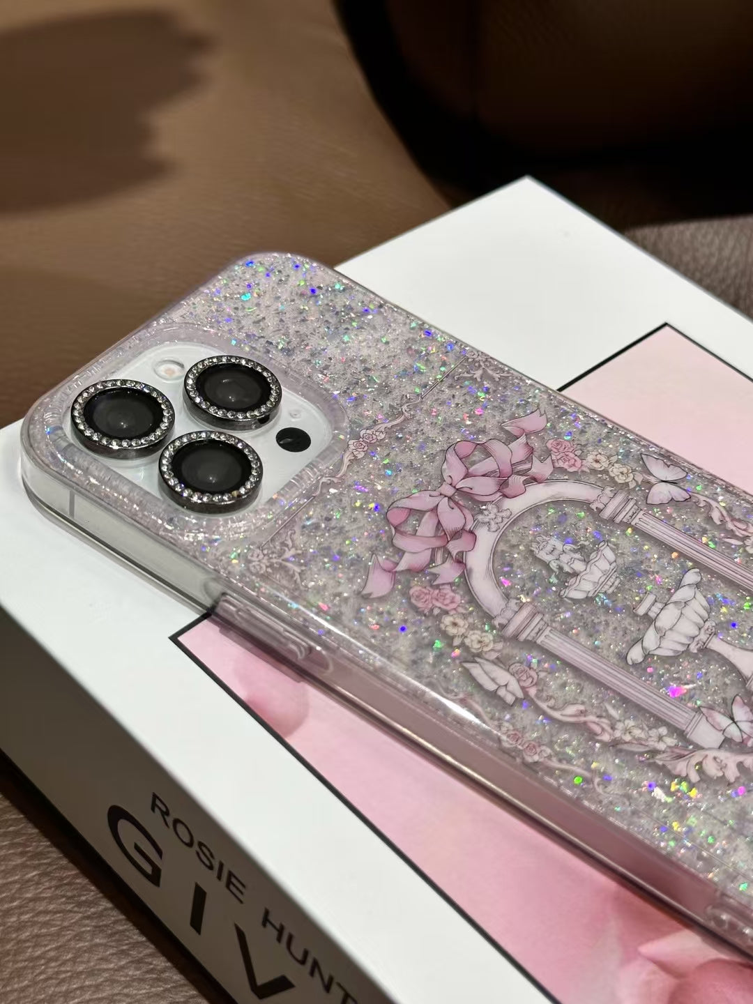 Luxury CD Glitter Garden iPhone Case with Strap