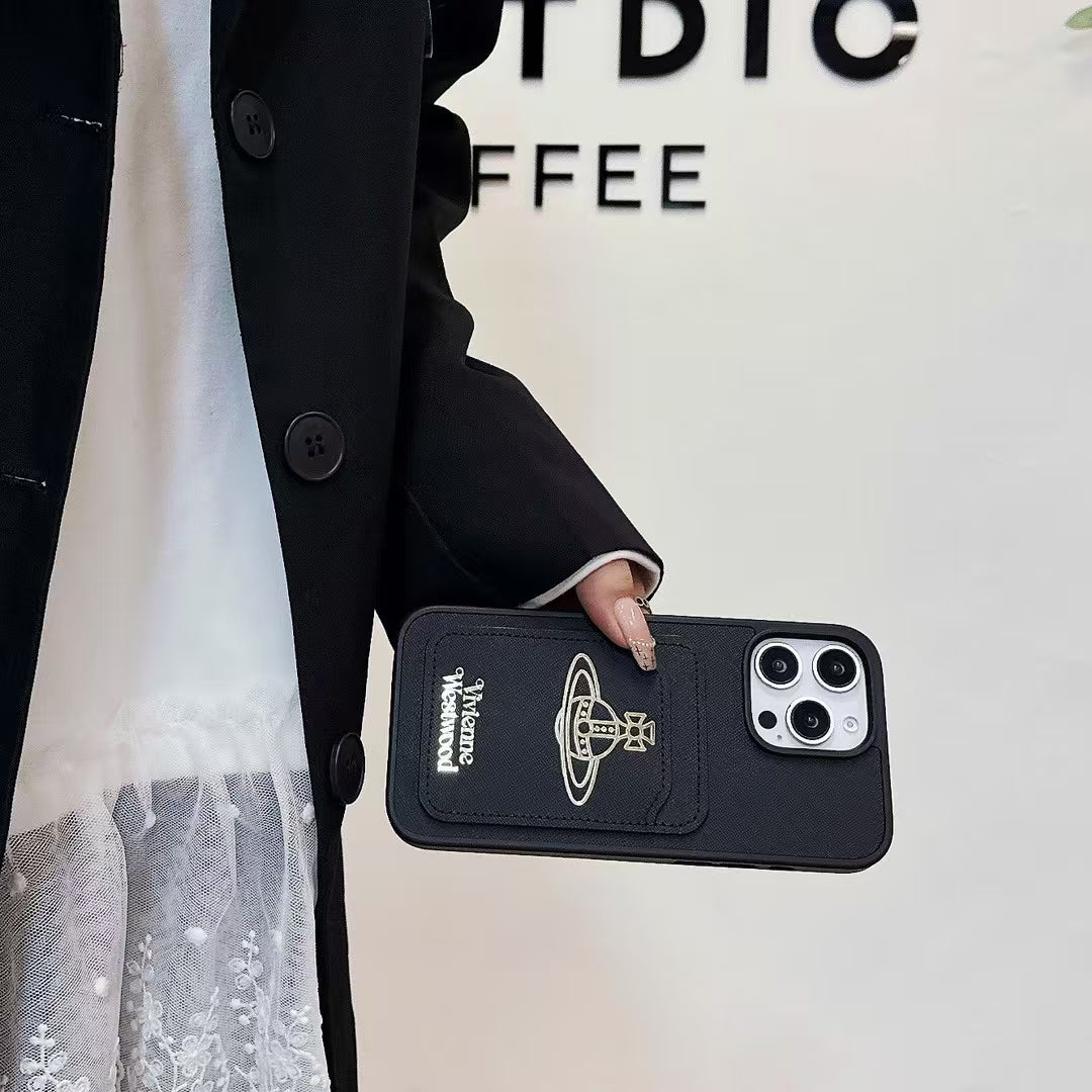 Orb Emblem Wallet Phone Case – Elegant Protective Cover