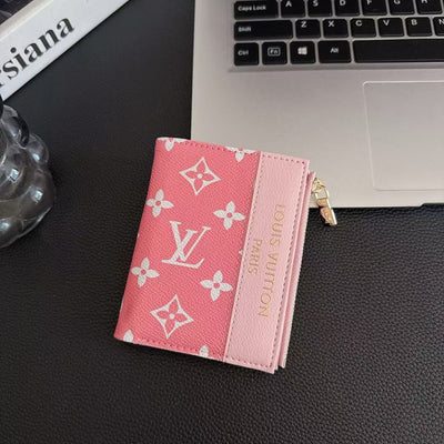 Luxury LV Monogram & Check Pattern Zipper Wallet