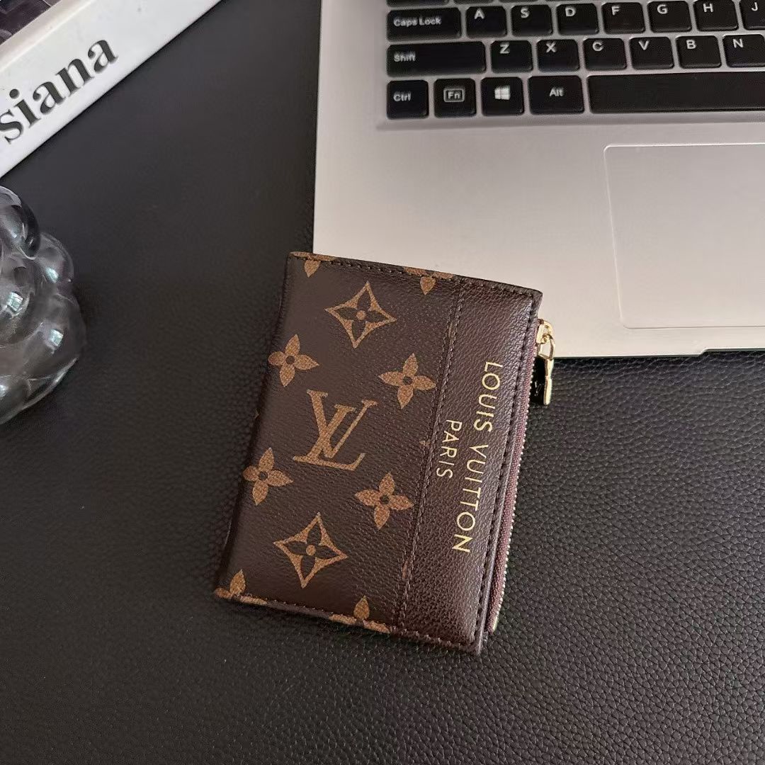 Luxury LV Monogram & Check Pattern Zipper Wallet