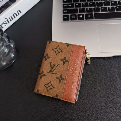 Luxury LV Monogram & Check Pattern Zipper Wallet