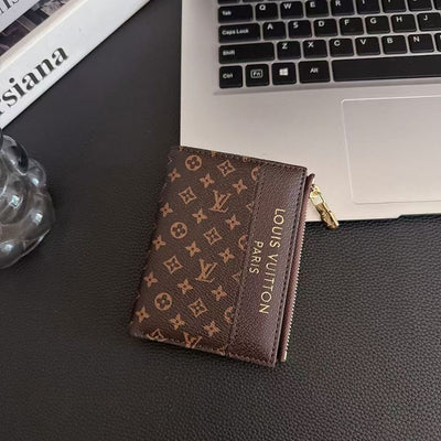 Luxury LV Monogram & Check Pattern Zipper Wallet