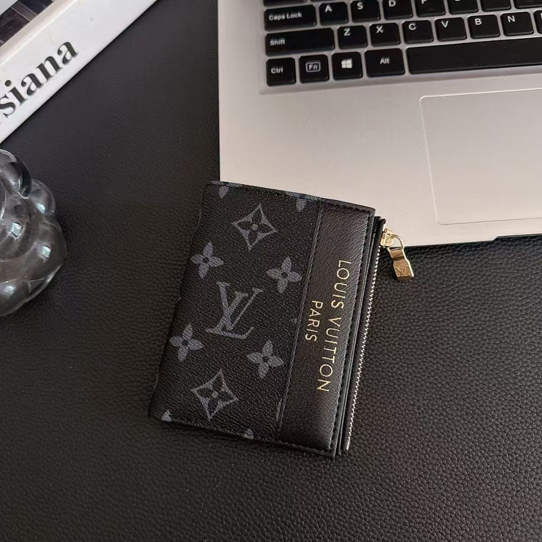 Luxury LV Monogram & Check Pattern Zipper Wallet