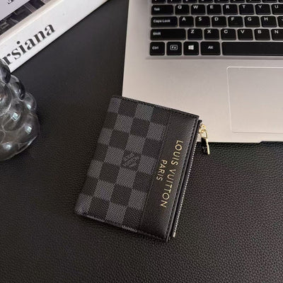 Luxury LV Monogram & Check Pattern Zipper Wallet