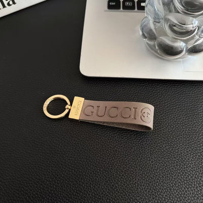 Luxury GG Keychain Strap with Embossed Logo & Gold