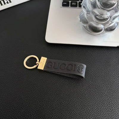 Luxury GG Keychain Strap with Embossed Logo & Gold
