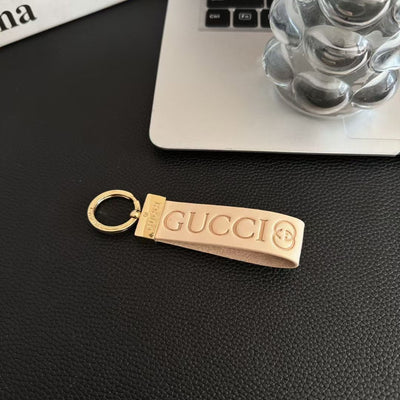Luxury GG Keychain Strap with Embossed Logo & Gold