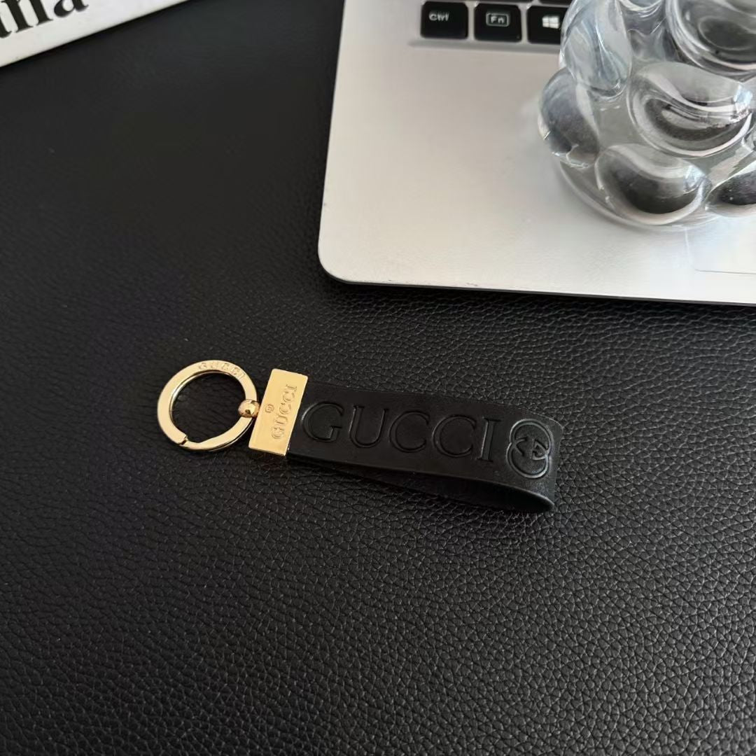 Luxury GG Keychain Strap with Embossed Logo & Gold